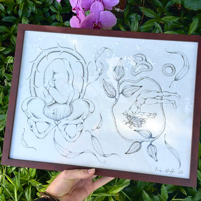 "Rebirth" Original Stippled Ink Drawing (Framed)