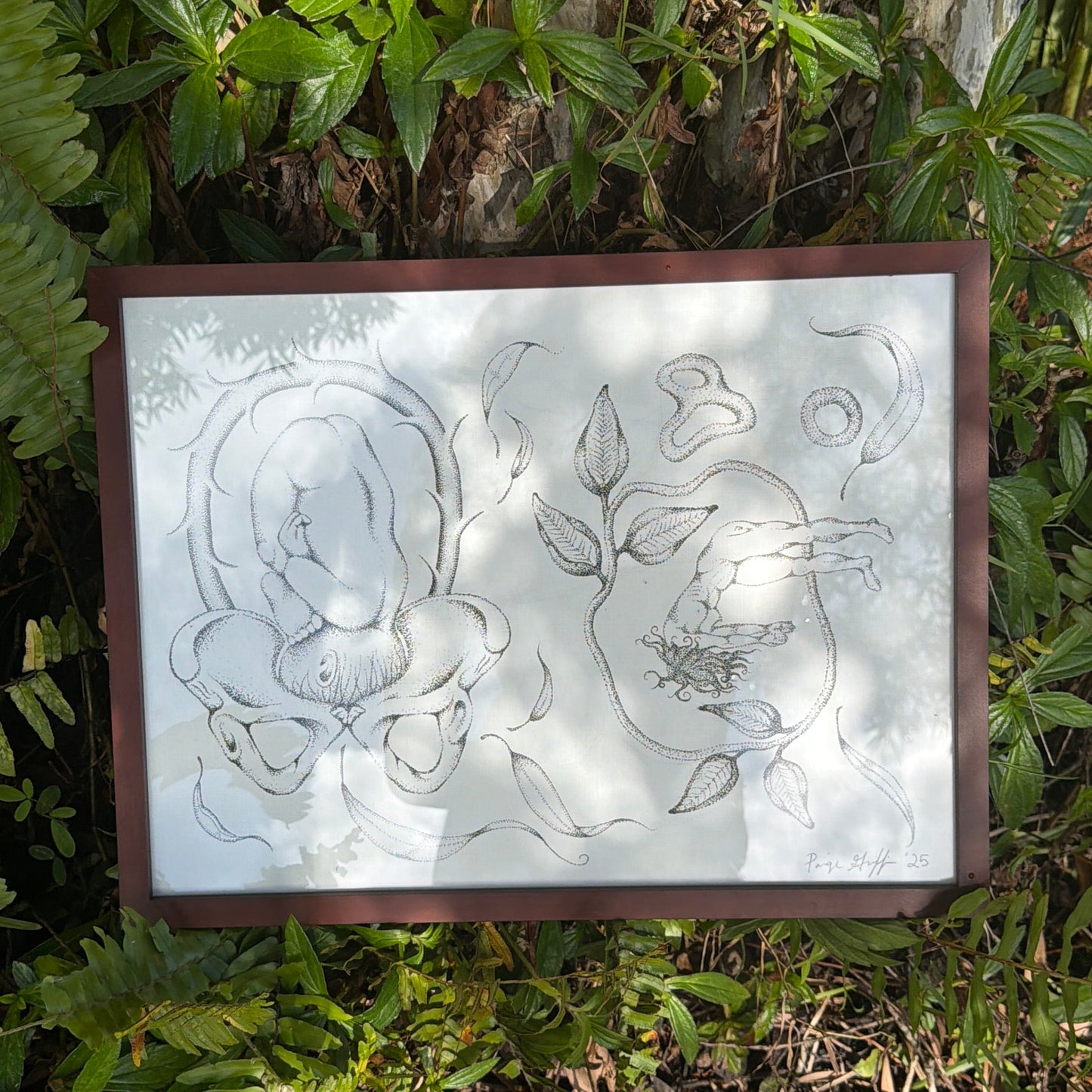 "Rebirth" Original Stippled Ink Drawing (Framed)